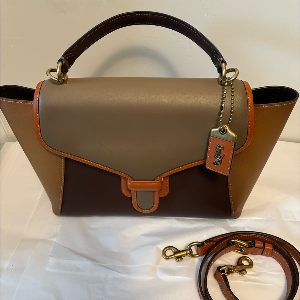 Coach 1941 Color Block Courier Carry all Leather Satchel crossbody
